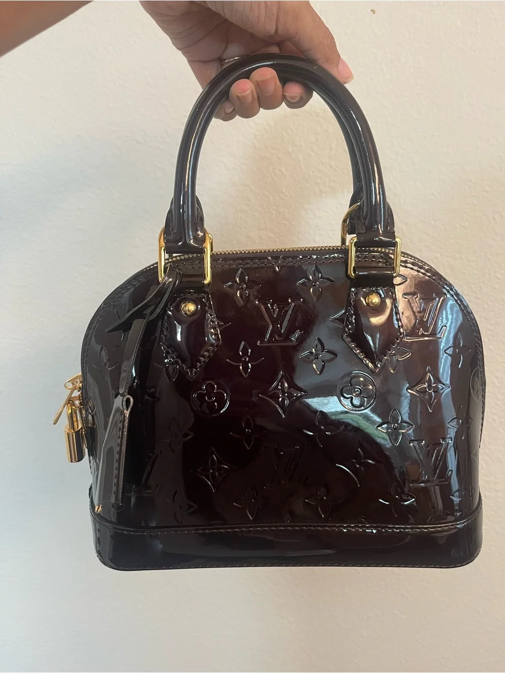 Louis Vuitton Vernis Alma BB Satchel in Deep Bordeaux Patent